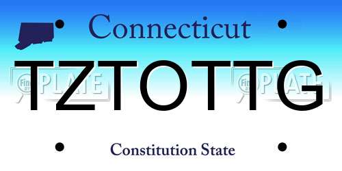 TZTOTTG Connecticut License Plate