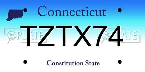 TZTX74 Connecticut License Plate