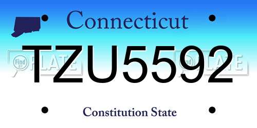 TZU5592 Connecticut License Plate