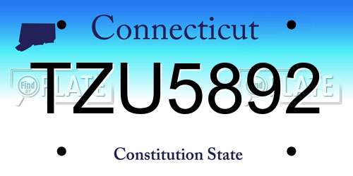 TZU5892 Connecticut License Plate