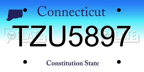 TZU5897 Connecticut License Plate