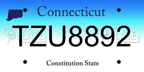 TZU8892 Connecticut License Plate