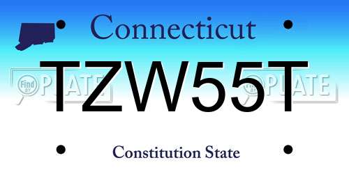 TZW55T Connecticut License Plate