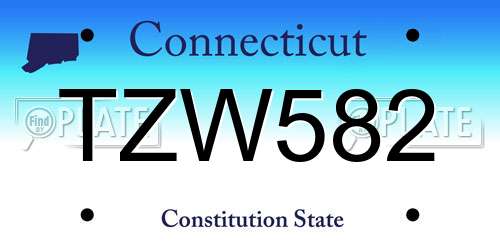 TZW582 Connecticut License Plate