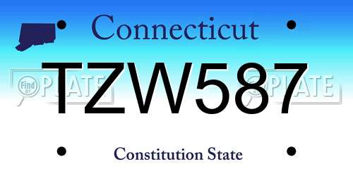 TZW587 Connecticut License Plate