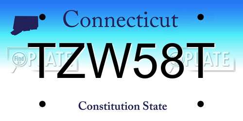 TZW58T Connecticut License Plate