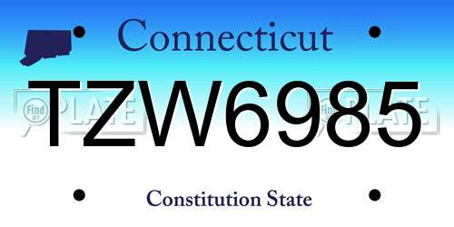 TZW6985 Connecticut License Plate