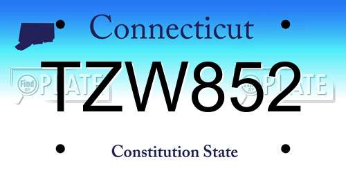 TZW852 Connecticut License Plate