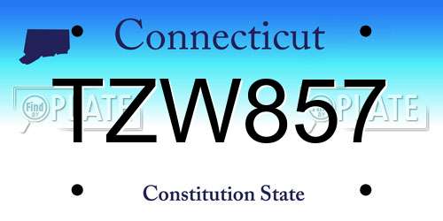 TZW857 Connecticut License Plate
