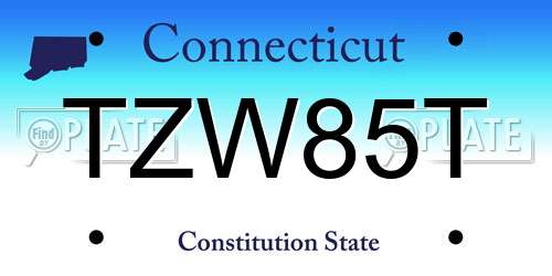 TZW85T Connecticut License Plate