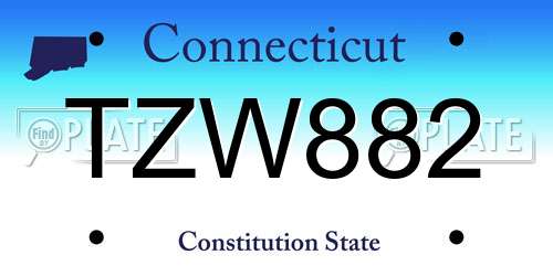 TZW882 Connecticut License Plate