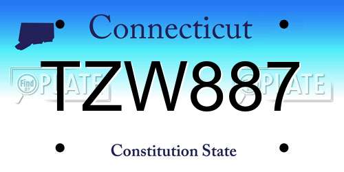 TZW887 Connecticut License Plate