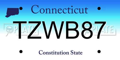 TZWB87 Connecticut License Plate