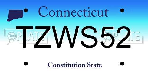TZWS52 Connecticut License Plate