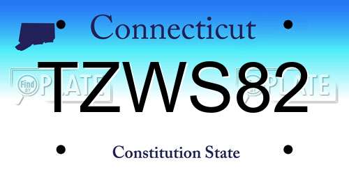 TZWS82 Connecticut License Plate
