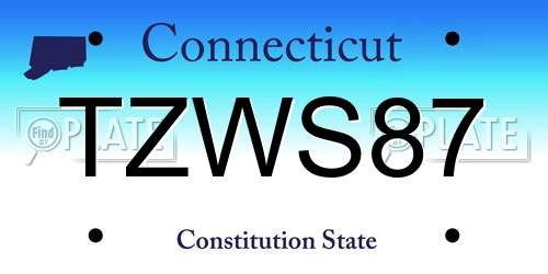 TZWS87 Connecticut License Plate