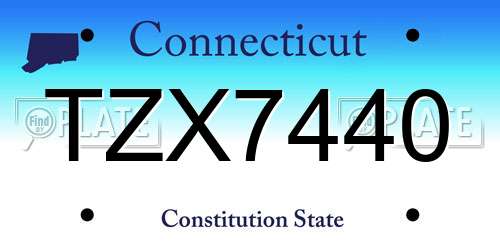 TZX7440 Connecticut License Plate