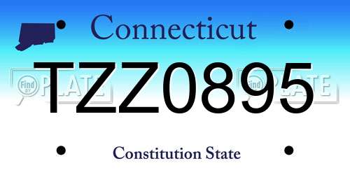 TZZ0895 Connecticut License Plate
