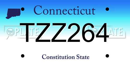 TZZ264 Connecticut License Plate