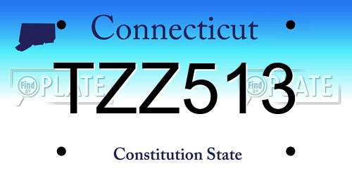 TZZ513 Connecticut License Plate