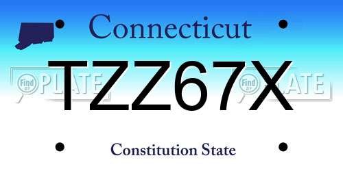 TZZ67X Connecticut License Plate