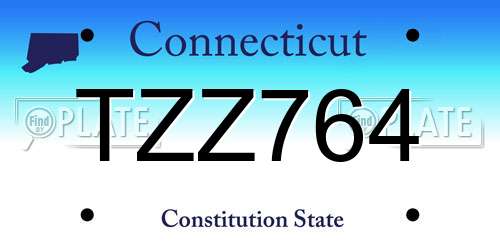 TZZ764 Connecticut License Plate