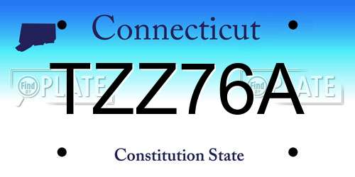 TZZ76A Connecticut License Plate