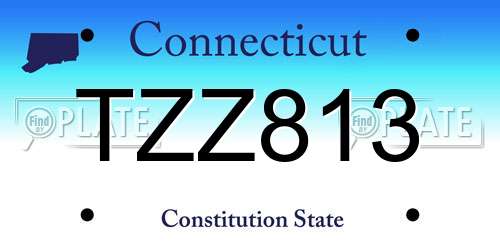 TZZ813 Connecticut License Plate