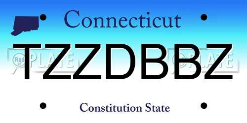 TZZDBBZ Connecticut License Plate