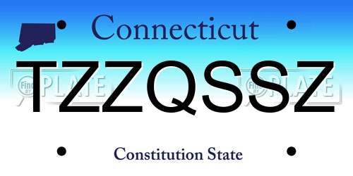 TZZQSSZ Connecticut License Plate