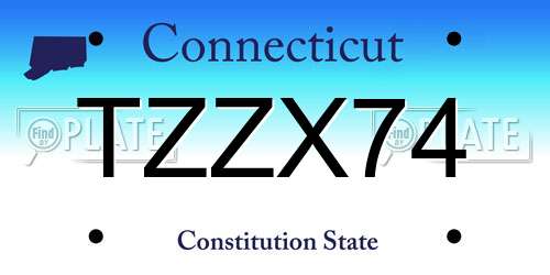 TZZX74 Connecticut License Plate