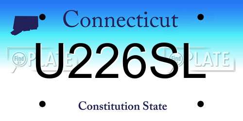 U226SL Connecticut License Plate