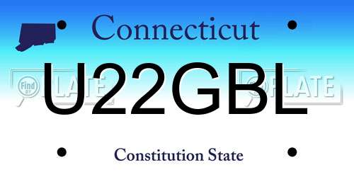 U22GBL Connecticut License Plate