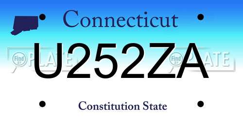 U252ZA Connecticut License Plate