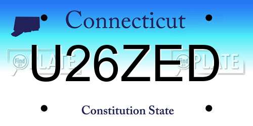 U26ZED Connecticut License Plate