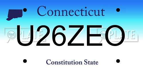 U26ZEO Connecticut License Plate