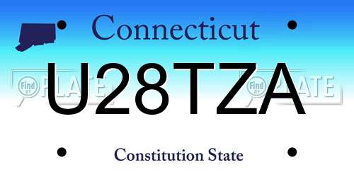 U28TZA Connecticut License Plate