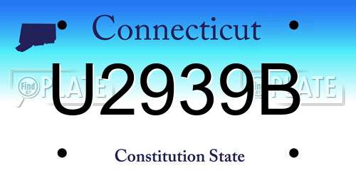 U2939B Connecticut License Plate