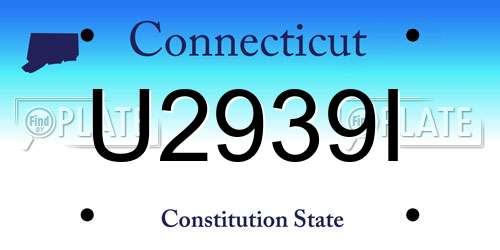 U2939I Connecticut License Plate
