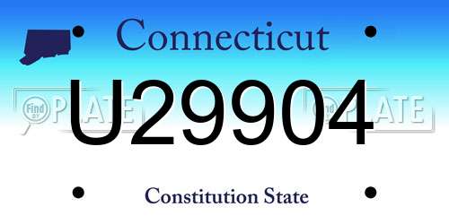 U29904 Connecticut License Plate