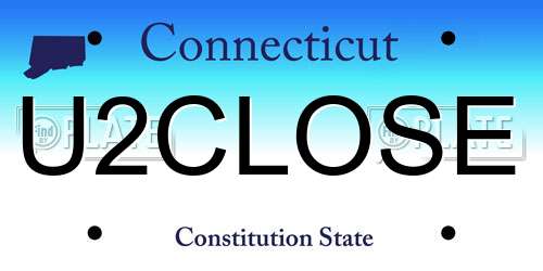 U2CLOSE Connecticut License Plate