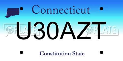 U30AZT Connecticut License Plate