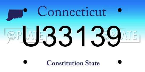 U33139 Connecticut License Plate