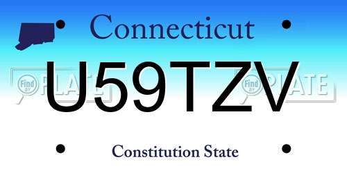 U59TZV Connecticut License Plate