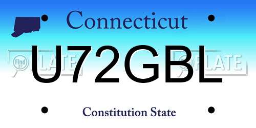 U72GBL Connecticut License Plate