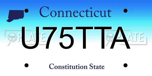 U75TTA Connecticut License Plate