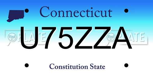 U75ZZA Connecticut License Plate