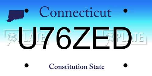 U76ZED Connecticut License Plate