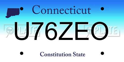 U76ZEO Connecticut License Plate