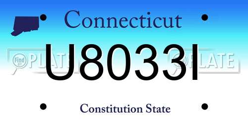 U8033I Connecticut License Plate